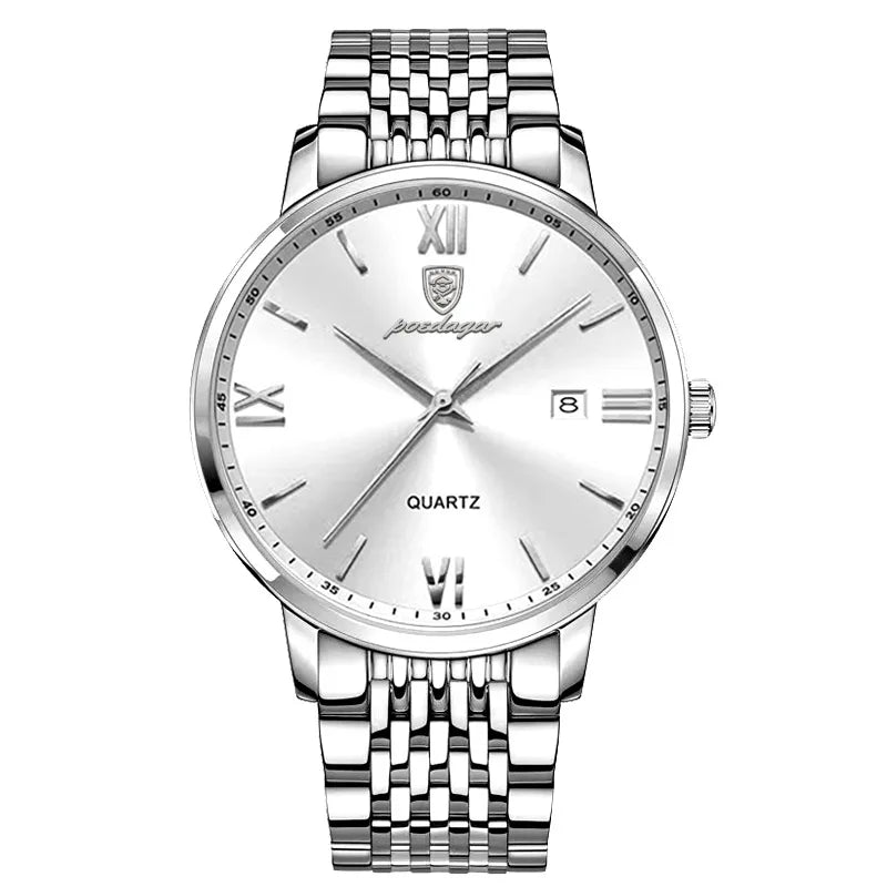 "Elegant Stainless Steel Men’s Watch, Water-Resistant Design"