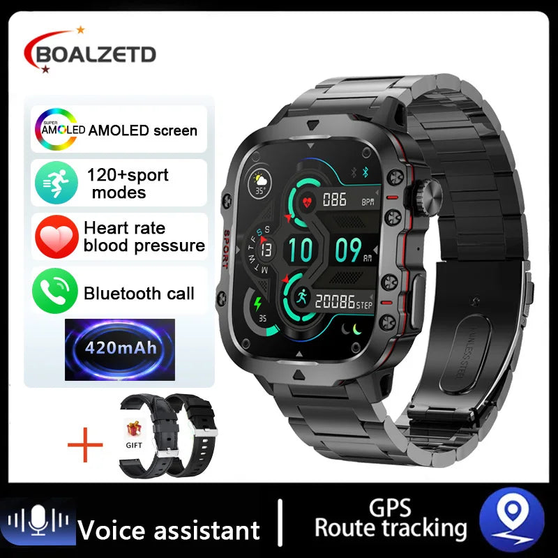 🔥"Military Smartwatch IP68 5ATM – Rugged Outdoor Sports & Fitness Tracker"🔥