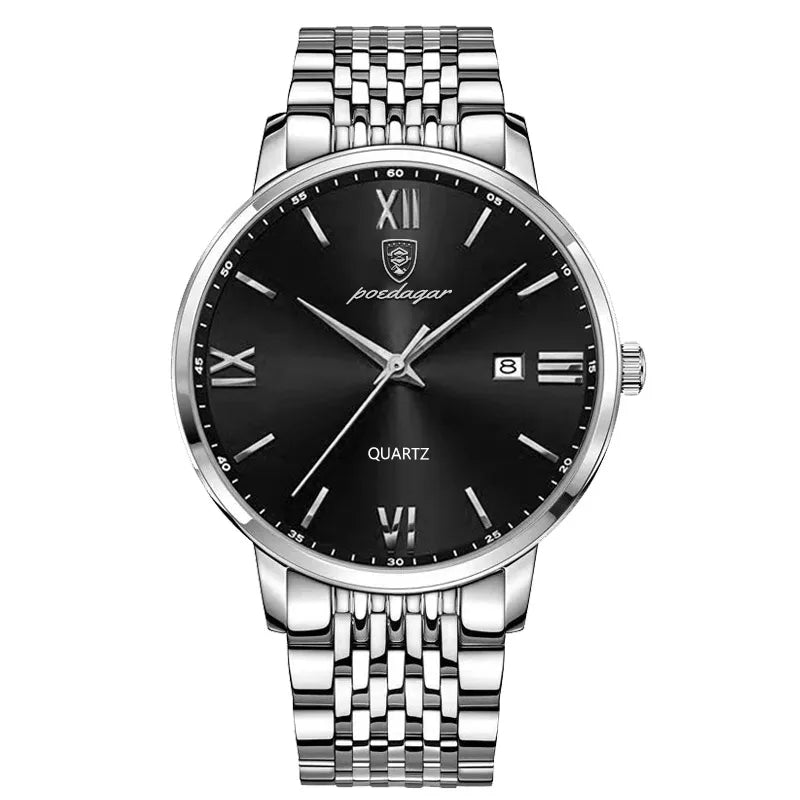 "Elegant Stainless Steel Men’s Watch, Water-Resistant Design"
