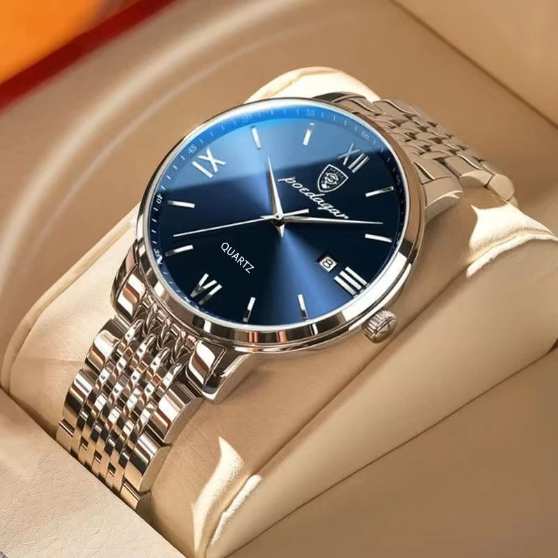"Elegant Stainless Steel Men’s Watch, Water-Resistant Design"