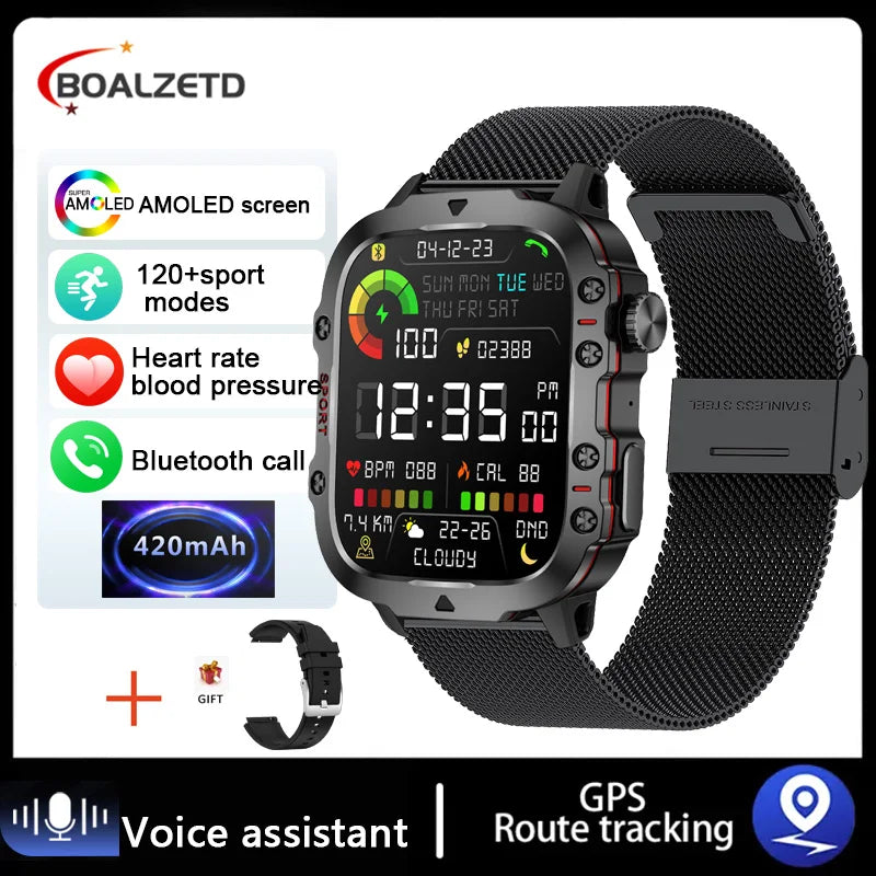 🔥"Military Smartwatch IP68 5ATM – Rugged Outdoor Sports & Fitness Tracker"🔥