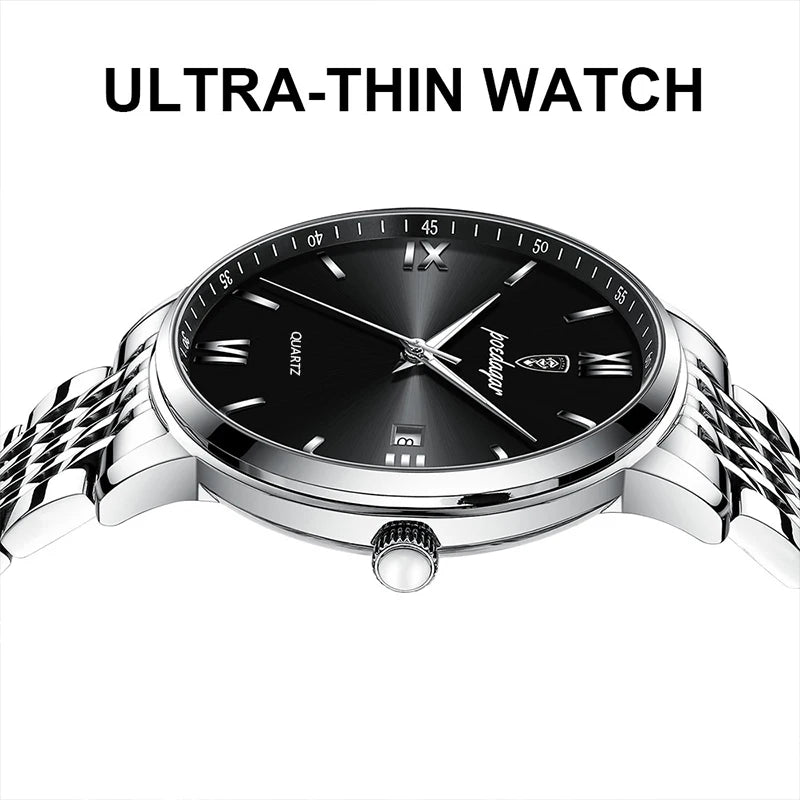"Elegant Stainless Steel Men’s Watch, Water-Resistant Design"