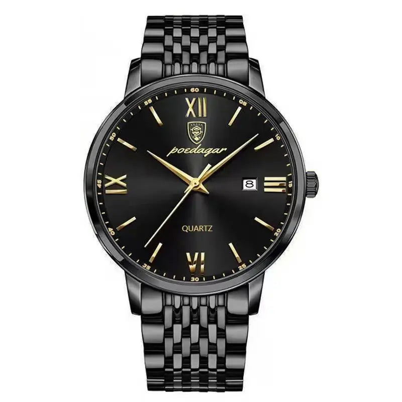 "Elegant Stainless Steel Men’s Watch, Water-Resistant Design"