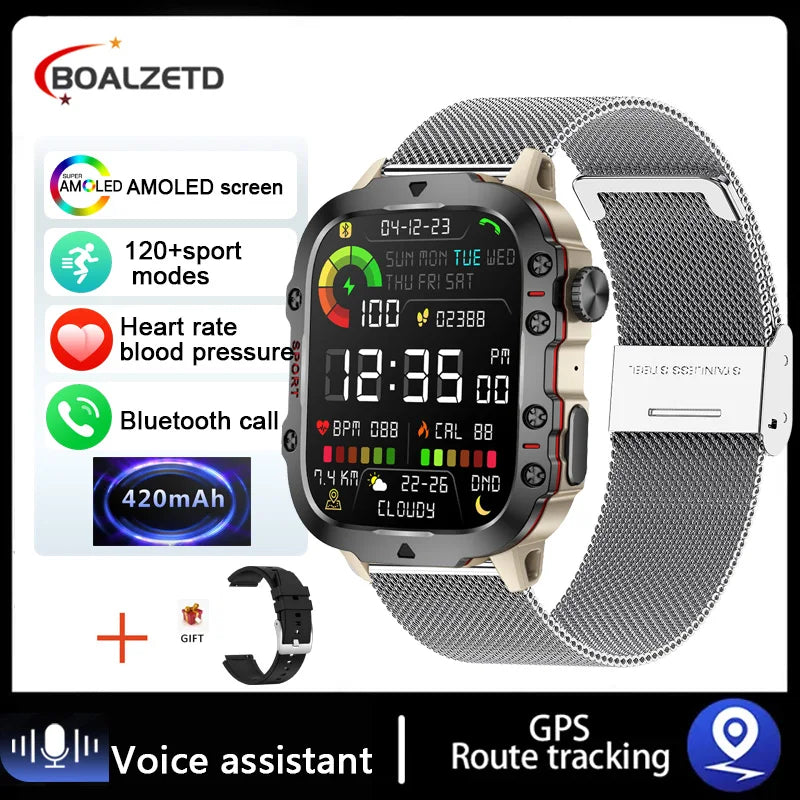 🔥"Military Smartwatch IP68 5ATM – Rugged Outdoor Sports & Fitness Tracker"🔥