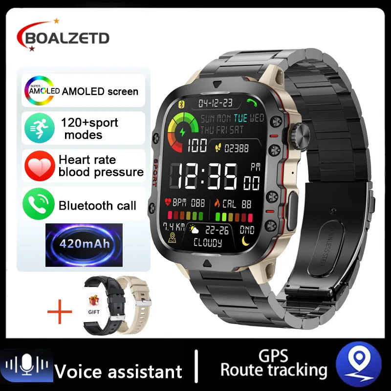 🔥"Military Smartwatch IP68 5ATM – Rugged Outdoor Sports & Fitness Tracker"🔥