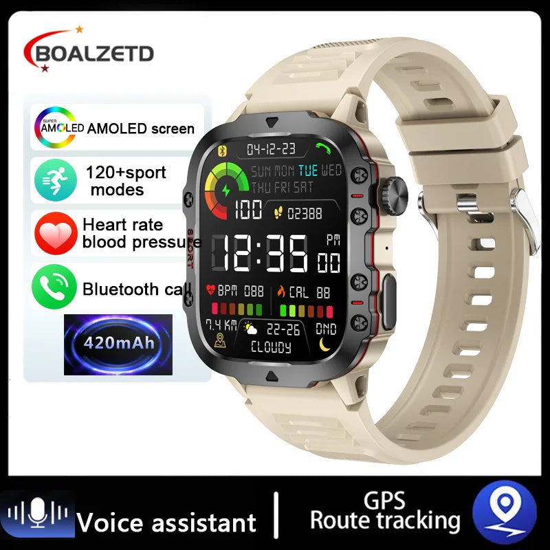 🔥"Military Smartwatch IP68 5ATM – Rugged Outdoor Sports & Fitness Tracker"🔥