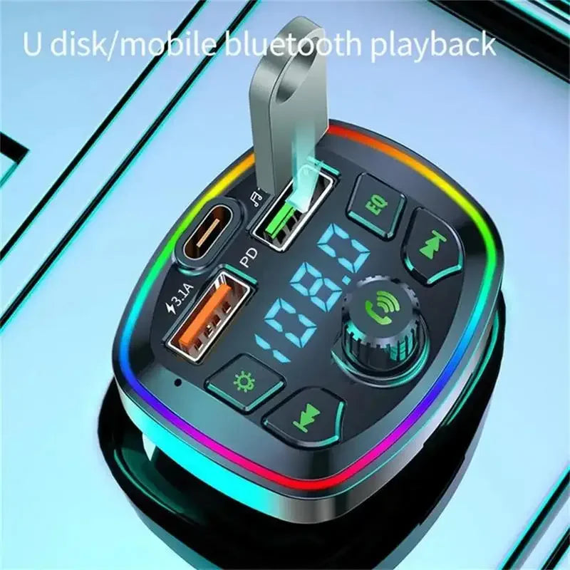 🔥"Complete Accessory: FM Transmitter with Fast Charging and Multimedia!"🔥