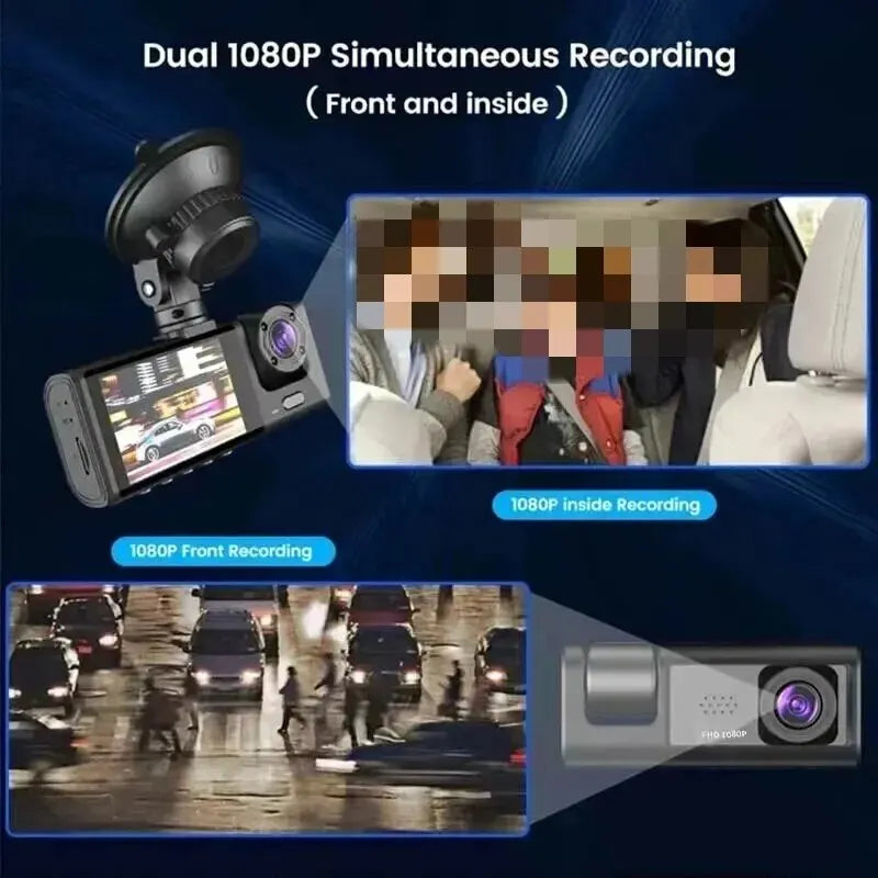 Channel Dash Cam HD 1080P – Triple Lens Car DVR
