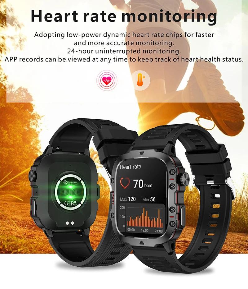 🔥"Military Smartwatch IP68 5ATM – Rugged Outdoor Sports & Fitness Tracker"🔥