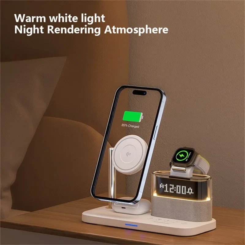 🔥"Charge Everything in One Place: 5 in 1 with LED Light and Alarm"🔥