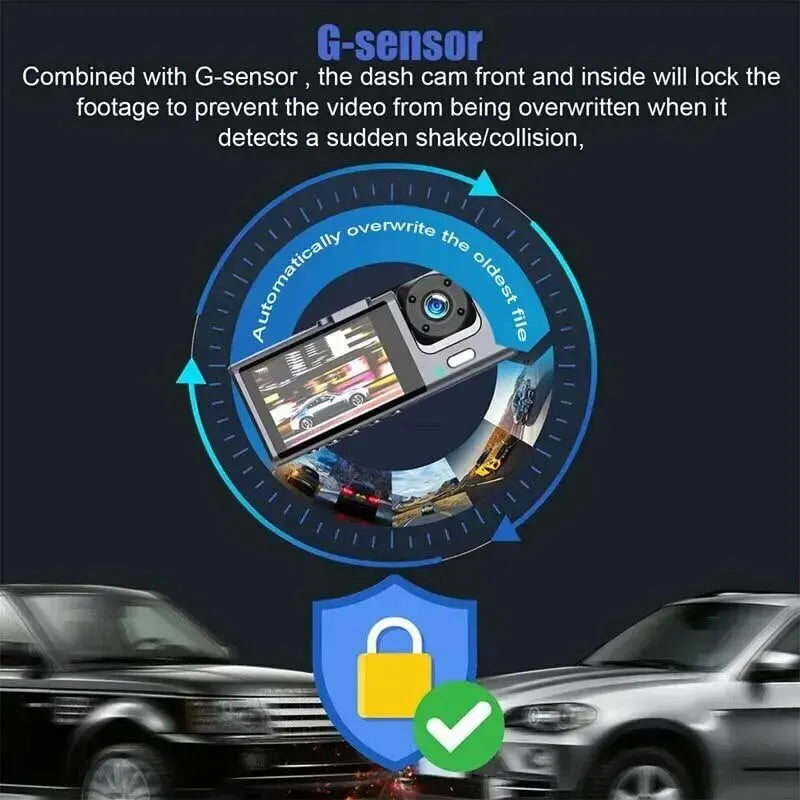 Channel Dash Cam HD 1080P – Triple Lens Car DVR