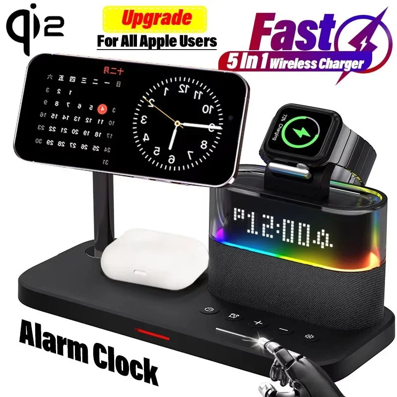 🔥"Charge Everything in One Place: 5 in 1 with LED Light and Alarm"🔥