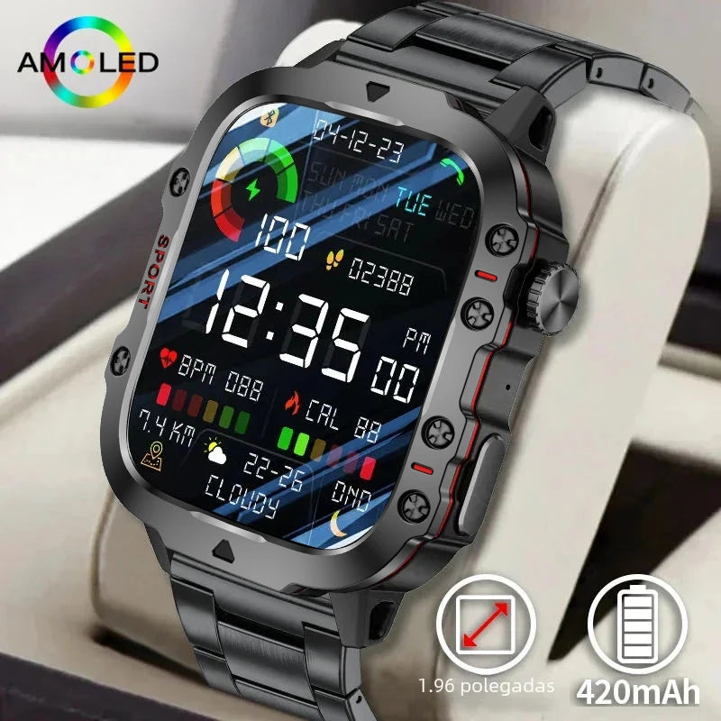 🔥"Military Smartwatch IP68 5ATM – Rugged Outdoor Sports & Fitness Tracker"🔥